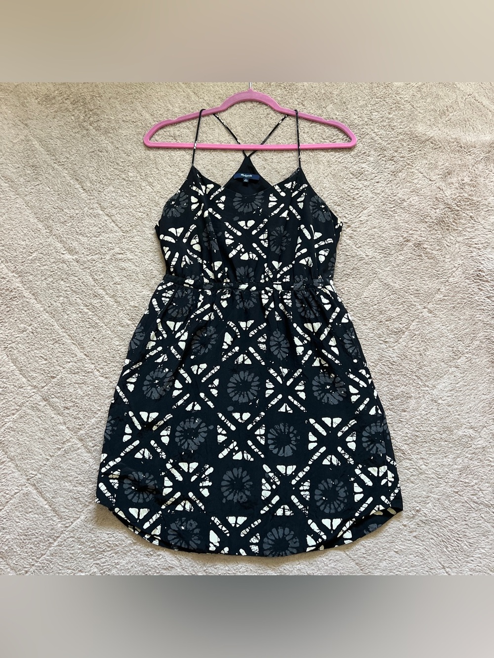 Madewell Starview Batik Grid Geo Silk Cami Dress Preppy Homecoming Party Sz 4